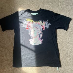 Off-White Black Cotton Lady Diana Print Short Sleeve T-Shirt L